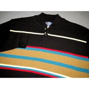 Pendleton LOBO 100% Virgin Wool Striped 2 Button Henley Sweater Men's‎ Large